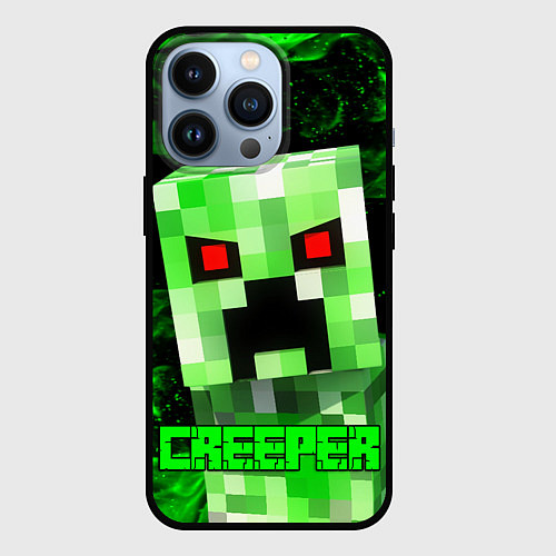 Чехол iPhone 13 Pro MINECRAFT CREEPER / 3D-Черный – фото 1