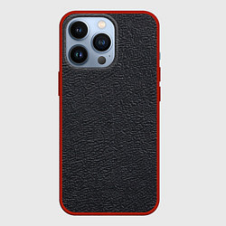 Чехол для iPhone 13 Pro Текстура черная кожа рельеф, цвет: 3D-красный
