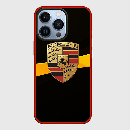 Чехол iPhone 13 Pro PORSCHE / 3D-Красный – фото 1