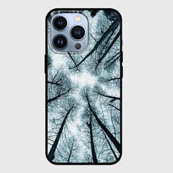 Чехол для iPhone 13 Pro Деревья вид снизу мрачный, цвет: 3D-черный