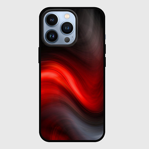 Чехол iPhone 13 Pro BLACK RED WAVES АБСТРАКЦИЯ / 3D-Черный – фото 1