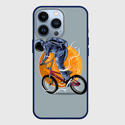 Чехол для iPhone 13 Pro Космический велосипедист Z, цвет: 3D-тёмно-синий