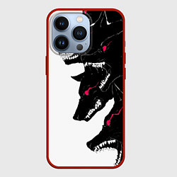 Чехол для iPhone 13 Pro Волки, цвет: 3D-красный