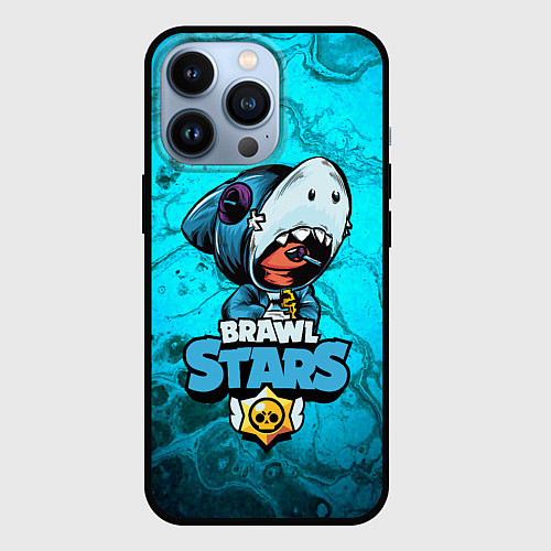 Чехол iPhone 13 Pro BRAWL STARS LEON SHARK / 3D-Черный – фото 1