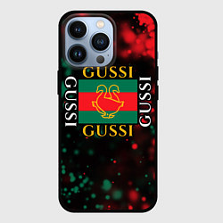 Чехол для iPhone 13 Pro GUSSI ГУСИ, цвет: 3D-черный