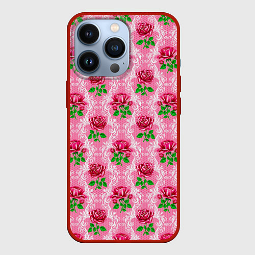 Чехол iPhone 13 Pro Декор из нежных роз / 3D-Красный – фото 1