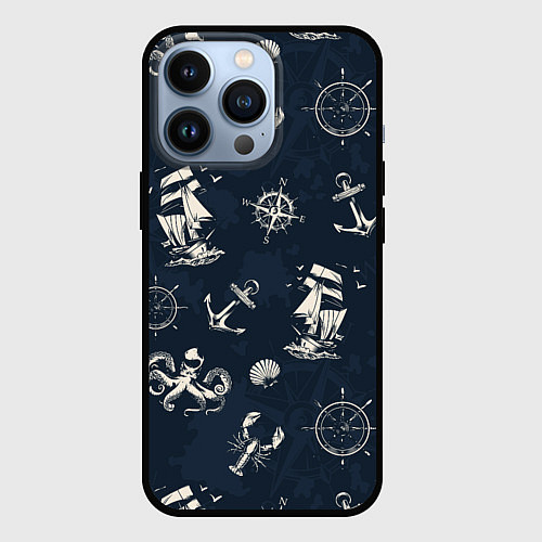 Чехол iPhone 13 Pro Nautical art / 3D-Черный – фото 1