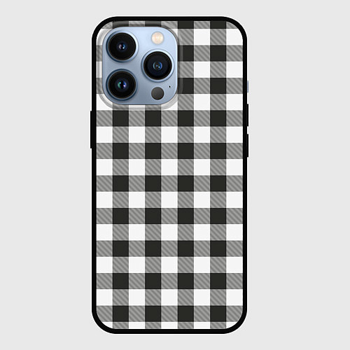 Чехол iPhone 13 Pro Черно-белая клетка / 3D-Черный – фото 1