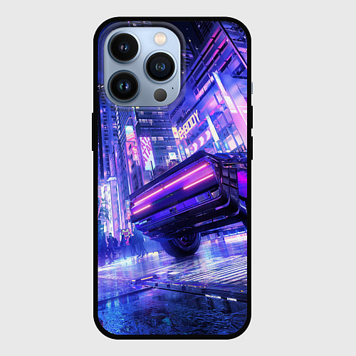 Чехол iPhone 13 Pro Cyberpunk city / 3D-Черный – фото 1