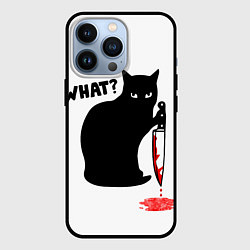 Чехол для iPhone 13 Pro What Cat, цвет: 3D-черный