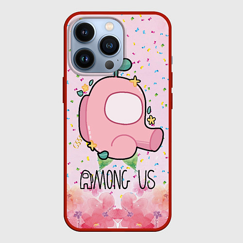 Чехол iPhone 13 Pro Among Us girl / 3D-Красный – фото 1