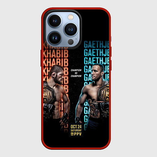 Чехол iPhone 13 Pro KHABIB VS GAETHJE / 3D-Красный – фото 1