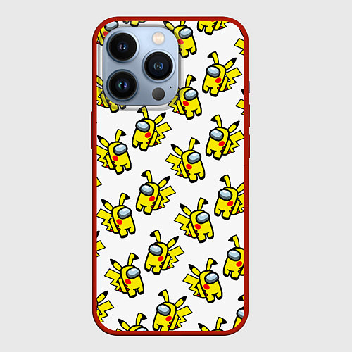 Чехол iPhone 13 Pro Among us Pikachu / 3D-Красный – фото 1