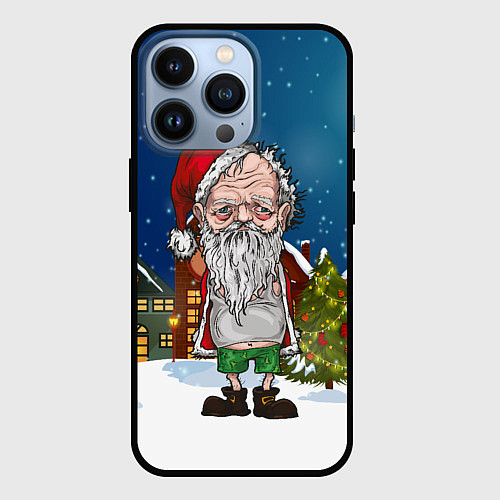 Чехол iPhone 13 Pro Уставший Санта / 3D-Черный – фото 1