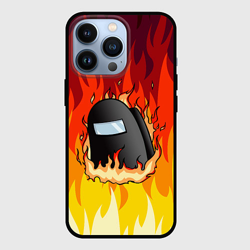 Чехол iPhone 13 Pro Among Us Fire Z / 3D-Черный – фото 1