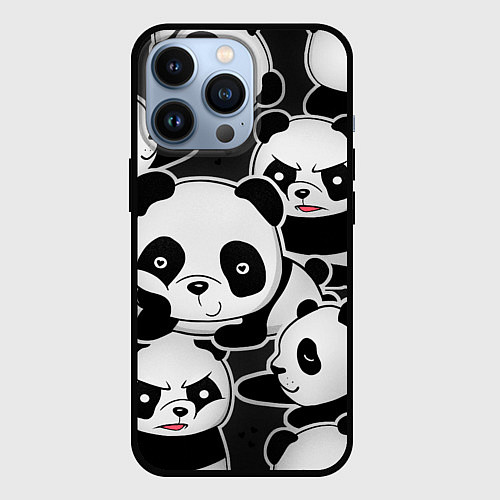 Чехол iPhone 13 Pro Смешные панды / 3D-Черный – фото 1