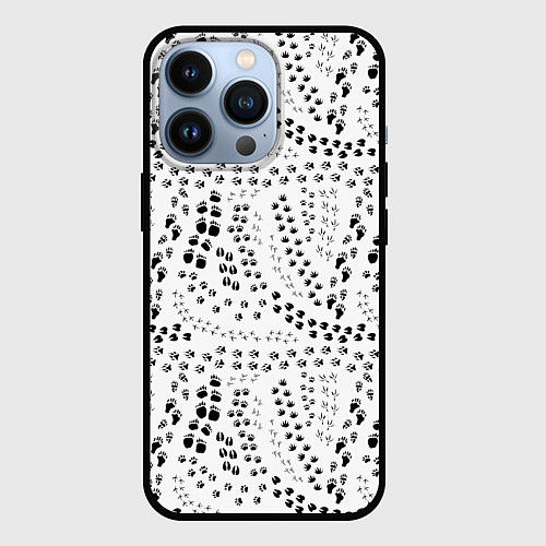 Чехол iPhone 13 Pro Дорожки из следов / 3D-Черный – фото 1