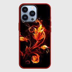 Чехол для iPhone 13 Pro Огненный цветок, цвет: 3D-красный