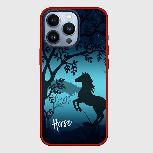 Чехол iPhone 13 Pro Конь / 3D-Красный – фото 1