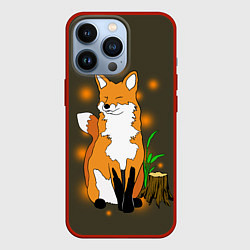 Чехол для iPhone 13 Pro Лиса в лесу, цвет: 3D-красный