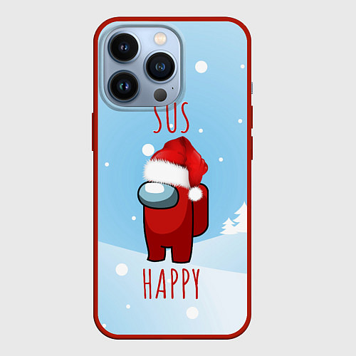 Чехол iPhone 13 Pro SUS HAPPY AMONG US / 3D-Красный – фото 1