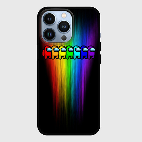 Чехол iPhone 13 Pro AMONG US - РАДУГА / 3D-Черный – фото 1