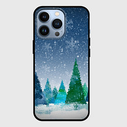Чехол для iPhone 13 Pro Снежинки в лесу, цвет: 3D-черный