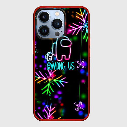 Чехол iPhone 13 Pro Among Us New Year / 3D-Красный – фото 1