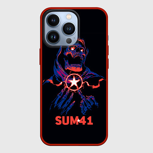 Чехол iPhone 13 Pro Sum 41 череп / 3D-Красный – фото 1