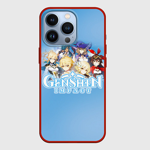 Чехол iPhone 13 Pro Genshin Impact / 3D-Красный – фото 1
