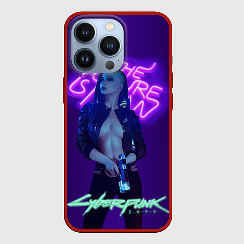 Чехол iPhone 13 Pro Cyberpunk 2077 V / 3D-Красный – фото 1