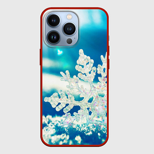 Чехол iPhone 13 Pro Снег / 3D-Красный – фото 1