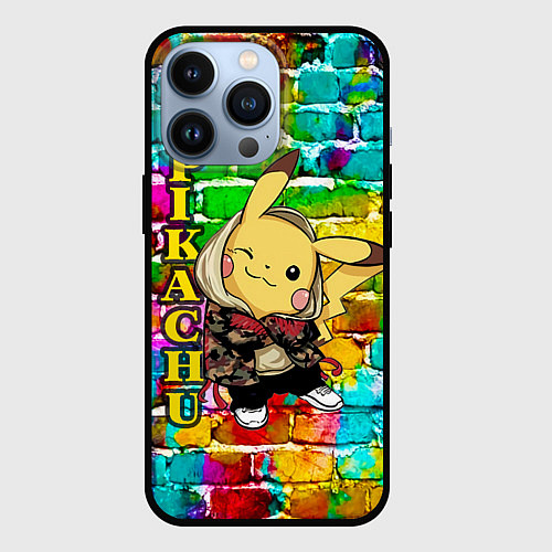 Чехол iPhone 13 Pro Pikachu / 3D-Черный – фото 1