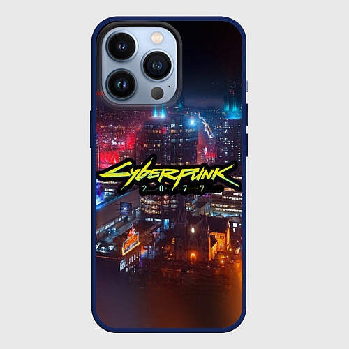 Чехол iPhone 13 Pro Найт сити / 3D-Тёмно-синий – фото 1