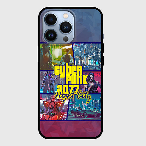 Чехол iPhone 13 Pro Cyberpunk 2077 Night City / 3D-Черный – фото 1