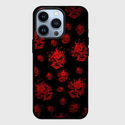 Чехол для iPhone 13 Pro Samurai pattern - красный, цвет: 3D-черный