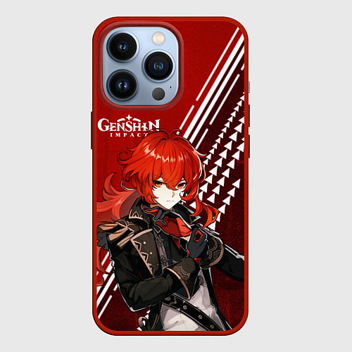 Чехол iPhone 13 Pro Genshin Impact / 3D-Красный – фото 1