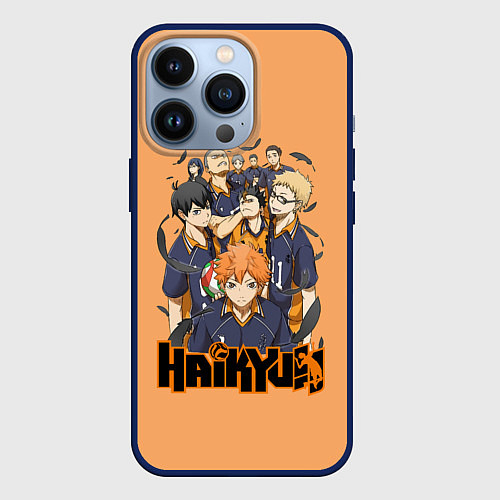 Чехол iPhone 13 Pro Аниме Волейбол / 3D-Тёмно-синий – фото 1