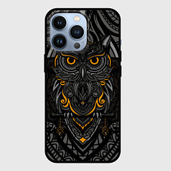 Чехол для iPhone 13 Pro Рисунок сова, цвет: 3D-черный