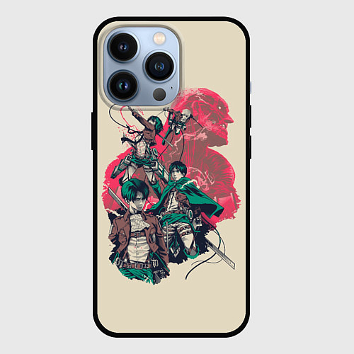 Чехол iPhone 13 Pro Attack on titan Атака титан / 3D-Черный – фото 1