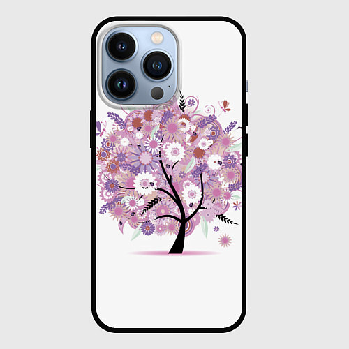 Чехол iPhone 13 Pro Цветочное Дерево / 3D-Черный – фото 1