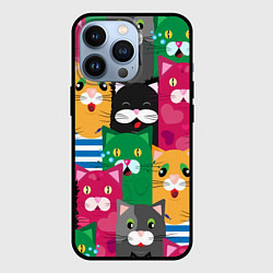 Чехол для iPhone 13 Pro Удивленные Коты, цвет: 3D-черный