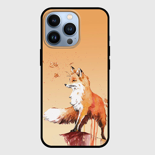 Чехол iPhone 13 Pro Акварельная лиса задумчивости / 3D-Черный – фото 1