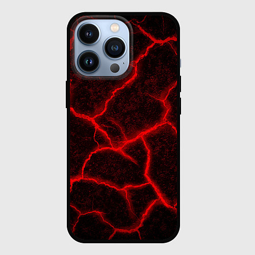 Чехол iPhone 13 Pro ЛАВА ЛАВОВЫЕ ТРЕЩИНЫ LAVA / 3D-Черный – фото 1