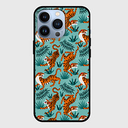 Чехол iPhone 13 Pro Рычащие Тигры Паттерн