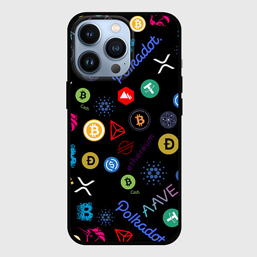 Чехол iPhone 13 Pro BITCOIN PATTERN БИТКОИН Z / 3D-Черный – фото 1