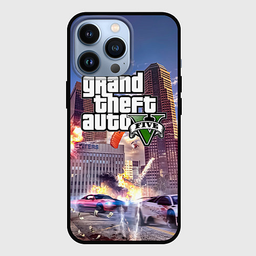 Чехол iPhone 13 Pro ЭКШЕН Grand Theft Auto V / 3D-Черный – фото 1