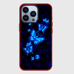 Чехол для iPhone 13 Pro Неоновые бабочки, цвет: 3D-красный