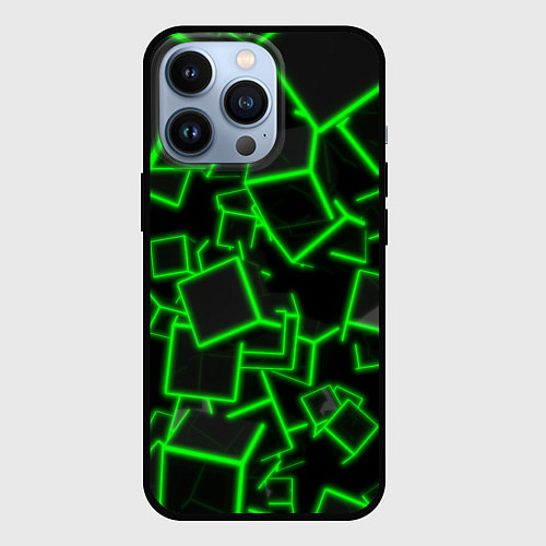 Чехол iPhone 13 Pro Cyber cube / 3D-Черный – фото 1