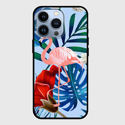 Чехол iPhone 13 Pro Фламинго в папоротнике